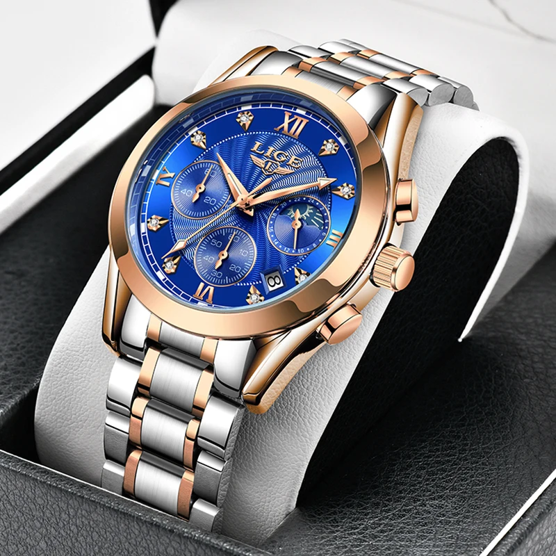 LIGE 2022 New Gold Watch Women Watches Ladies Creative Steel Women\'s Bracelet Watches Female Waterproof Clock Relogio Feminino