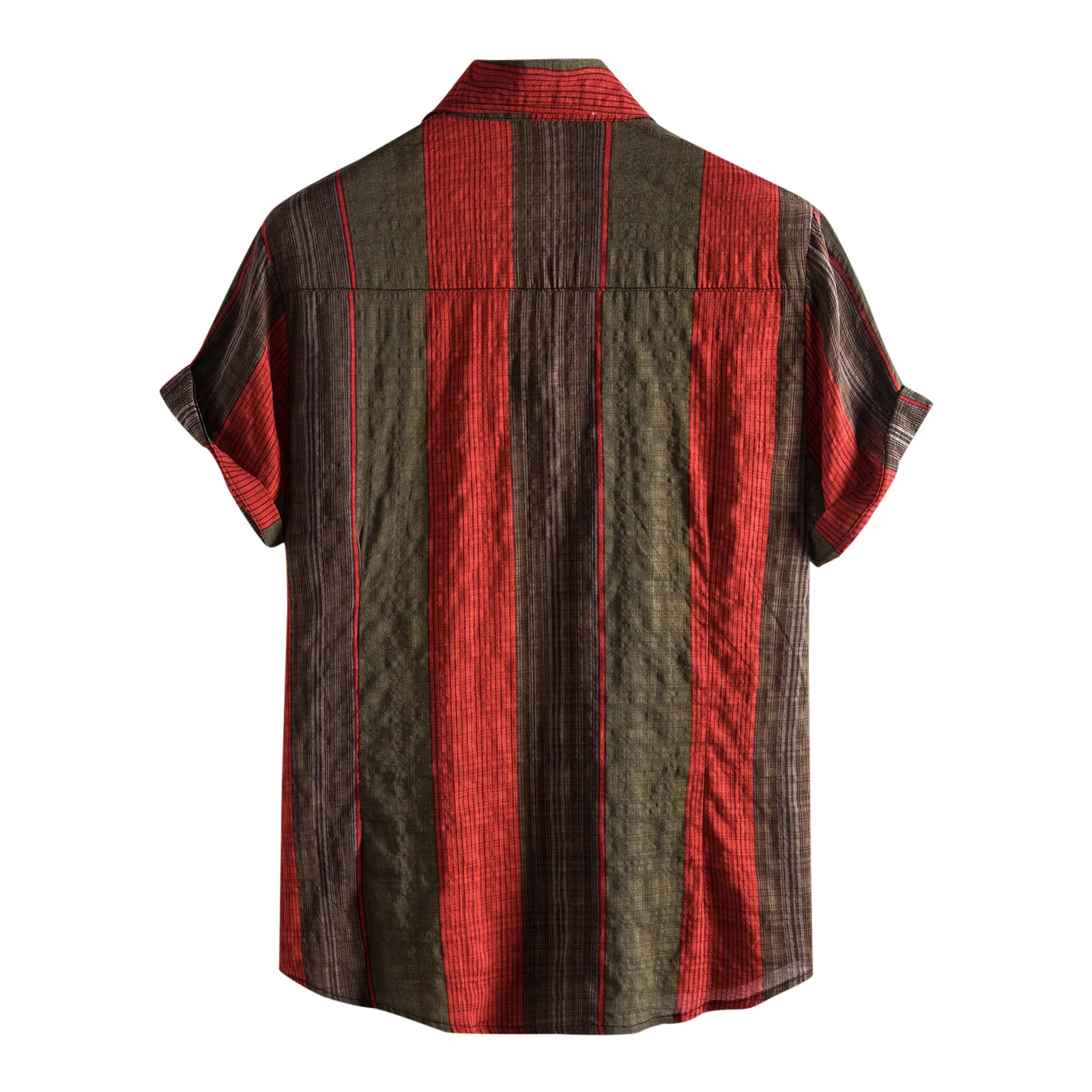 Chemise Décontractée à Rayures pour Homme, Manches Courtes, Col Rabattu, lèvent, Cardigan Rouge, Nouveauté 2021