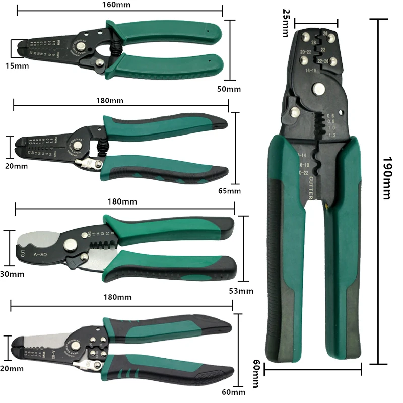 JUNEFOR Cable Wire Stripper Crimping Pliers Crimper Tools Pliers Hand Tools Wire Stripper Multifuction Crimper Pliers Wire