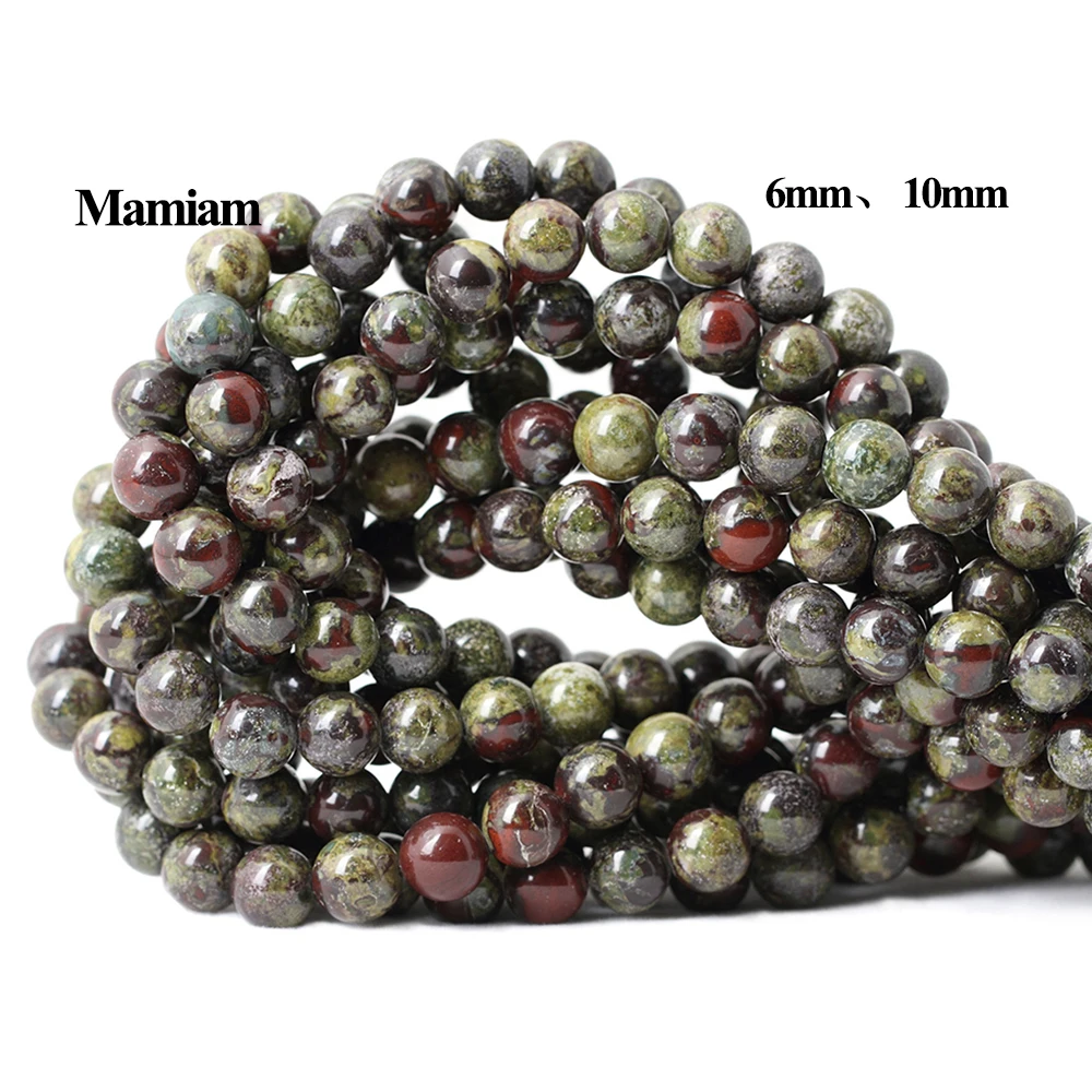 Mamiam Natural Gragon Blood Jasper Beads 6-10mm Smooth Round Loose Stone Diy Bracelet Necklace  Jewelry Making Gemstone Design