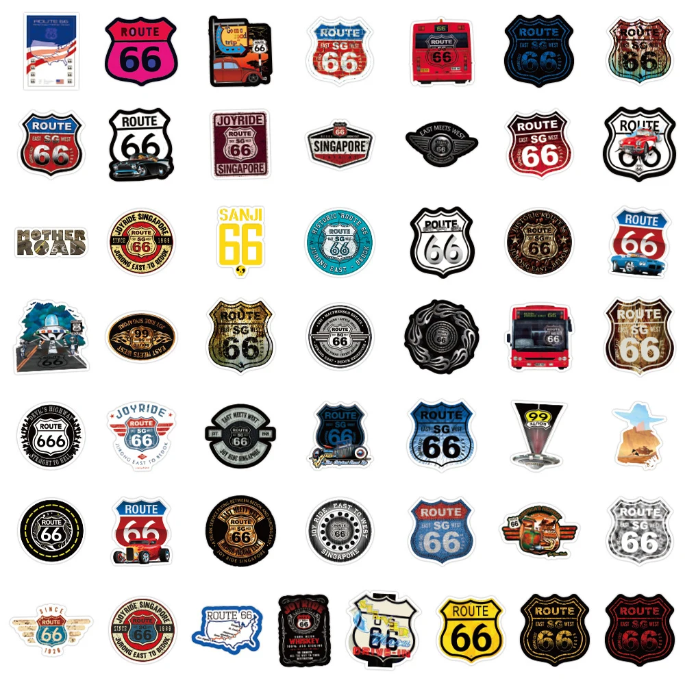 10/30/50/100PCS Retro Route 66 Graffiti Stickers Skateboard Guitar Laptop Motorcycle Car Waterproof Cool Kid Sticker Decal Toys