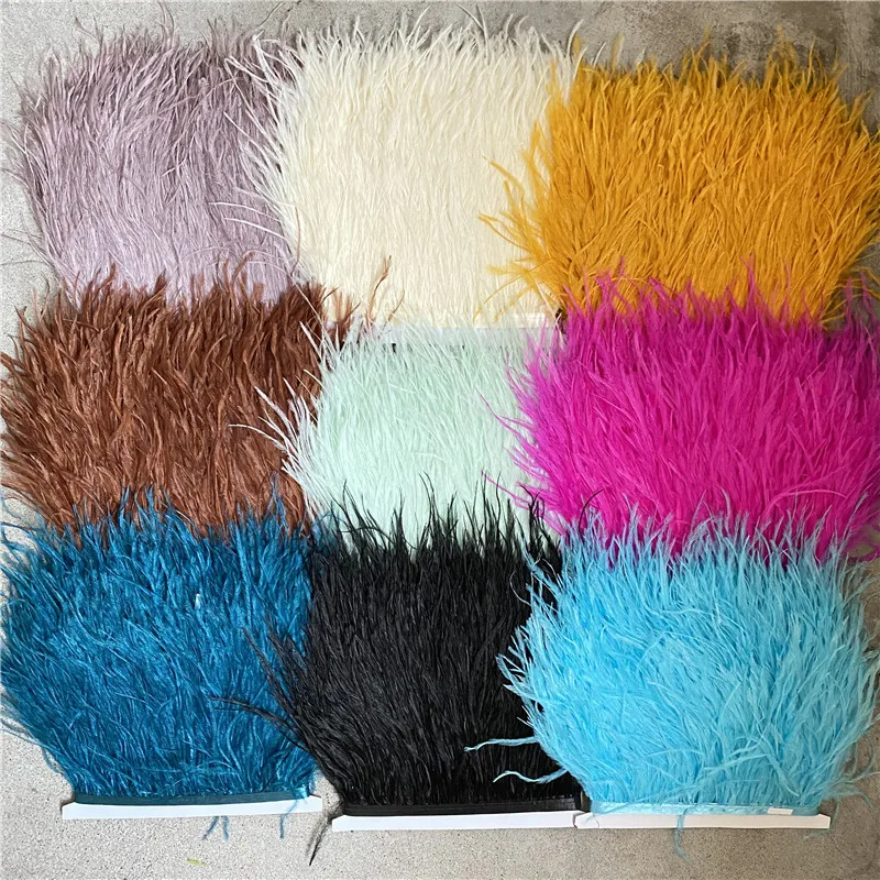 High Quality Ostrich Feather Trim Wedding 4-6 Inch/10-15CM Feathers Fringe Plume Cloth Belt Accessories Plumas Decorative Skirt