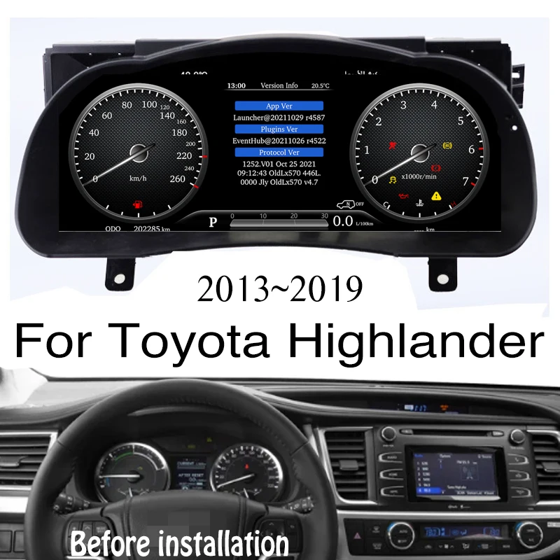 

For Toyota Highlander Kluger XU50 2013~2019 Linux System CarPlay Instrument Panel LED Dashboard Entertainment Intelligent