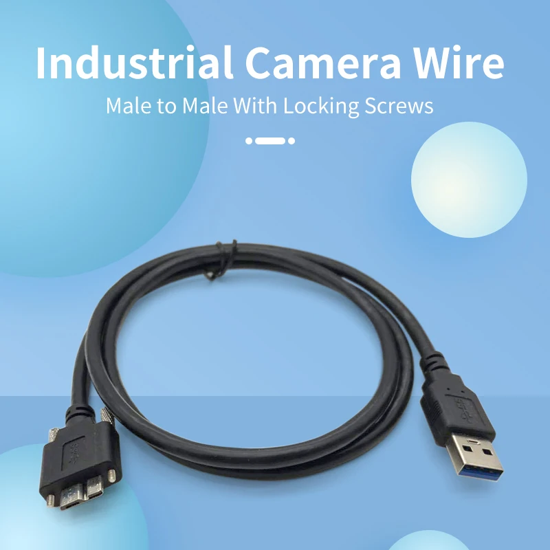 Industrial Camera Wire 3.0AM to MicroB USB 3.0 Cable High Quality Male to Male With Locking Screws 0.6m 1m 1.5m 3m 5m Wire