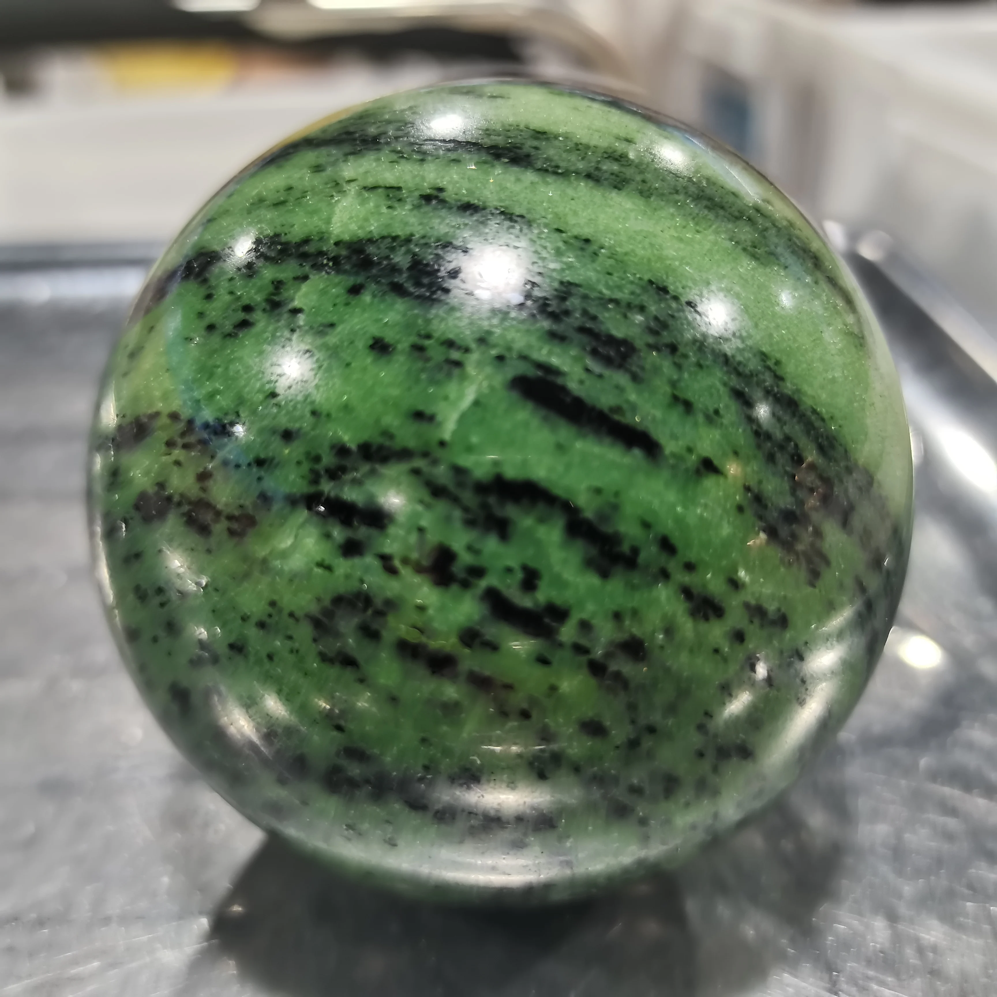 AAA+100% Natural red green treasure Hand-polished ball   75mm