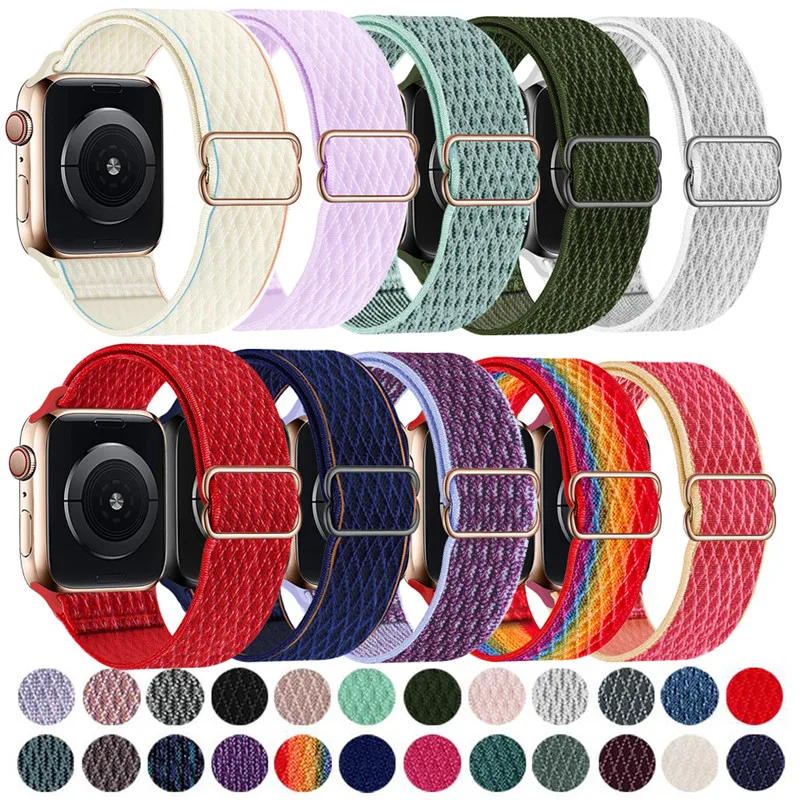 Nylon Strap For Apple Watch band 38 40 42 44 45 49mm Sports Loop Watchband For IWatch series Ultra 9 8 7 SE 6 5 4 Correa