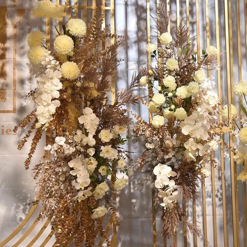 Goldene Serie Künstliche Blumen Konzentrischen Bouquet Eukalyptus Blätter Gefälschte Pflanzen Für Home Decor Hochzeit Weihnachten Party Blumen – Detail 5