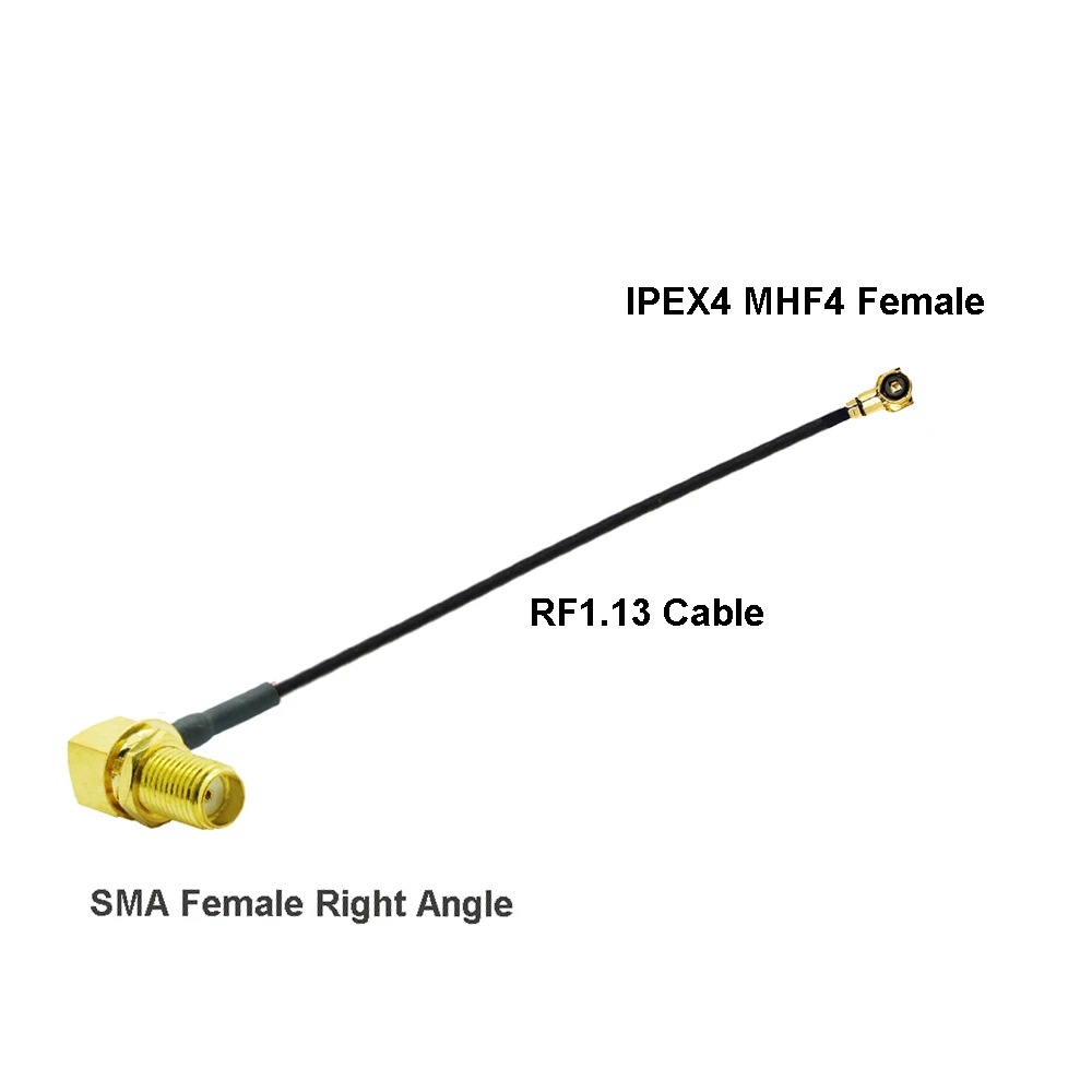 10pcs/lot IPEX4 Cable MHF4 Female to SMA Female Right Angle 90 Degree WIFI Antenna Adapte Cable RF1.13 Pigtail Extension Cord