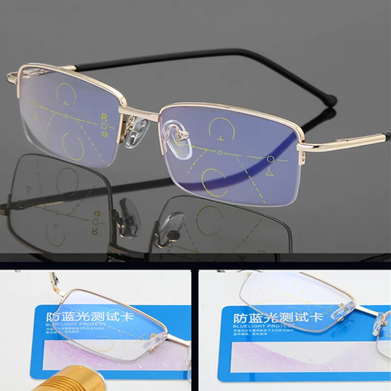 Men Multifocal Reading Glasses Progressive Bifocal Near Far Anti Blue Ray Presbyopic Glasses Magnifying Women Black Gafas Cheap