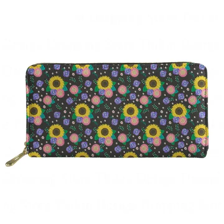 Cartera de mano con estampado de girasol para mujer, carteras largas a la moda, portatarjetas, gran capacidad