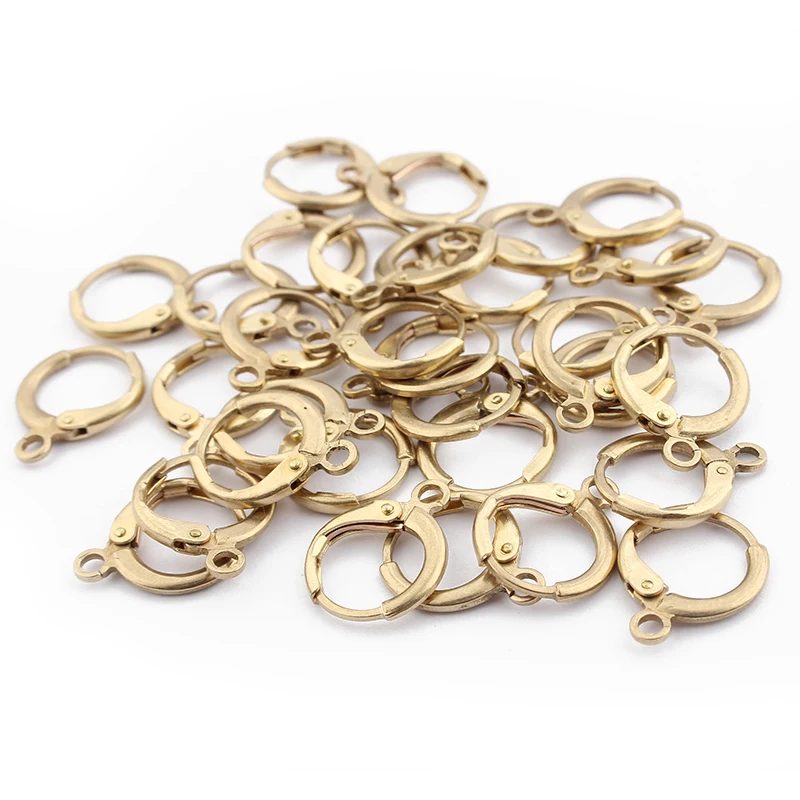40pcs Raw Brass Earwire Earrings Fitting Open Looped French Earring Hook For Diy Women Earring Jewelry Making Accessories