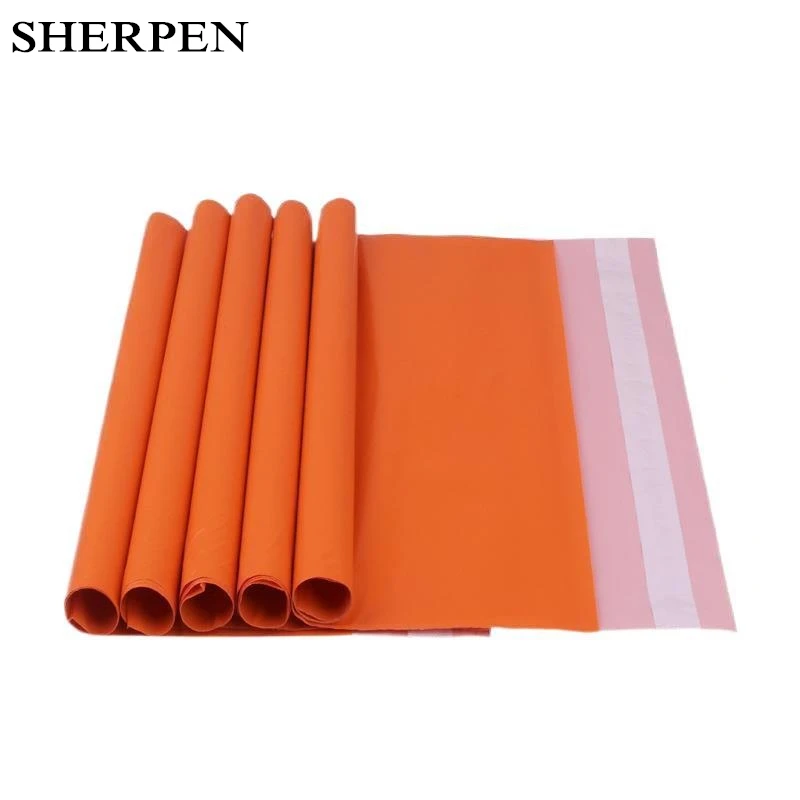 SHERPEN 50pcs sacchetti per posta di stoccaggio adesivi autoadesivi arancioni buste per buste impermeabili postali in materiale opaco