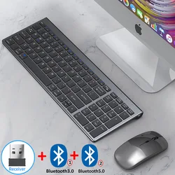 Bluetooth 5.0 2.4G Wireless Keyboard and Mouse Combo Mini Multimedia Keyboard Mouse Set for Laptop PC TV iPad Macbook Android