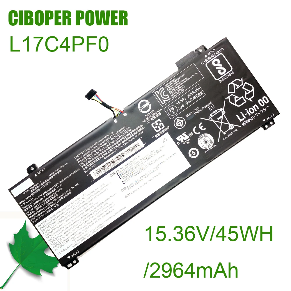 

CP Laptop Battery L17C4PF0 L17M4PF0 15.36/45WH/2964mAh For xiaoxin Air 13IWL/IML For Ideapad S530-13IWL series Notebook