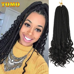 TOMO Goddess Box Braids Crochet Hair 14 18 24Inch Wavy Crochet Box Braids With Curly Ends Synthetic Box Braiding Hair Extensions