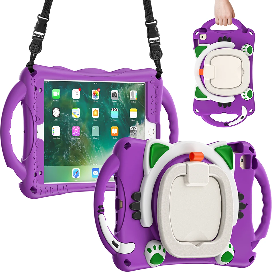 360 custodia in Silicone con staffa di rotazione per iPad Mini 5 custodia antiurto Mini 1 2 3 4 custodia protettiva per bambini adulti con cinturino con manico