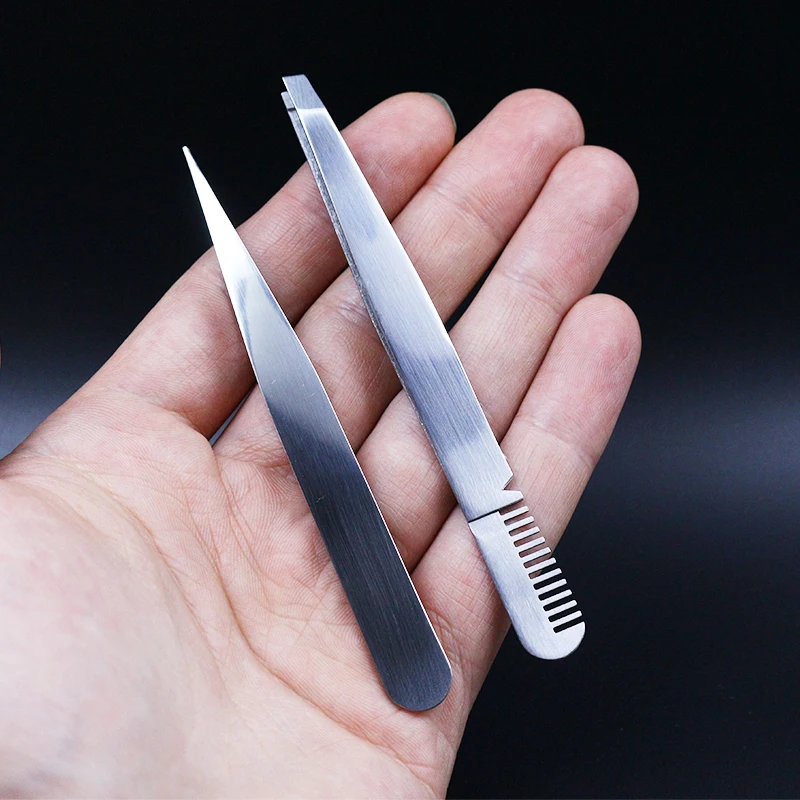 Royal Sissi 2pcs/set fly fishing tools pointed nose&incline nose stainless steel forceps tweezers with hair pettine comb attache