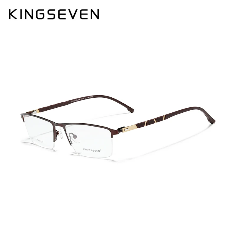 KINGSEVEN 2020 DESIGN Men Titanium Alloy Glasses Frame Fashion Male Square Ultralight Eye Myopia Prescription Eyeglasses