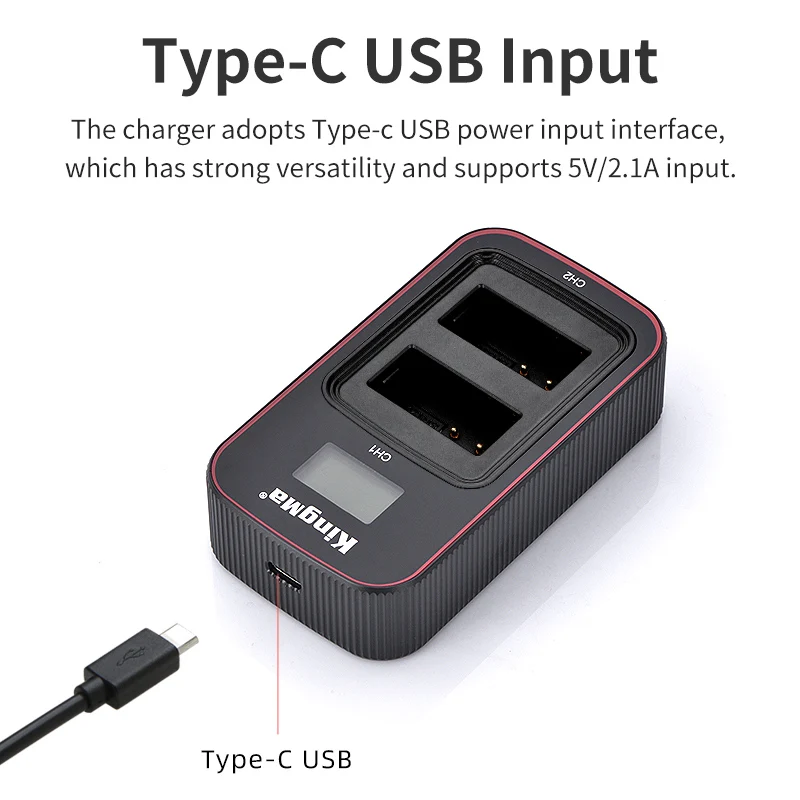 KingMa EN EL20 Battery LCD Type-C  USB Dual Charger For Nikon COOLPIX P1000 P950 J1 J2 J3 S1 Camera EN-EL20 Charger