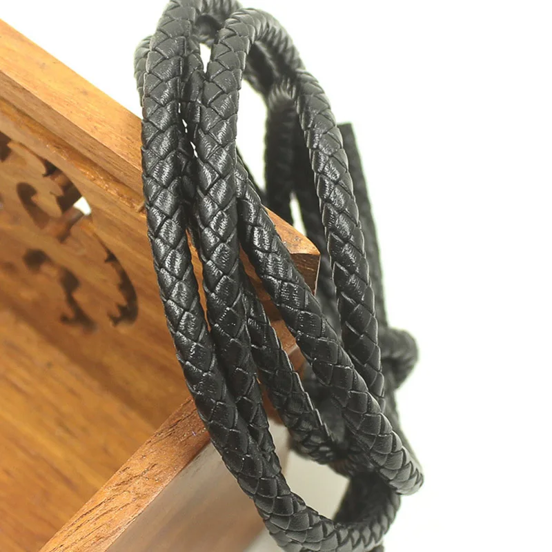 2meter Black Braided Retro Cow Leather Bracelet Findings 3/4/5/6/8mm Round Jewelry Cord String Rope DIY Necklace Bracelet Making