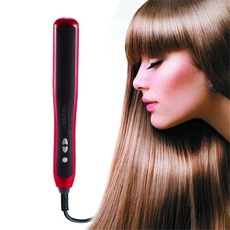 

Electric Fast Heating Hair Straightener Brush Hairstyling Straighter Comb Ceramic Style Salon Straight Hairbrush Flat Iron Wand