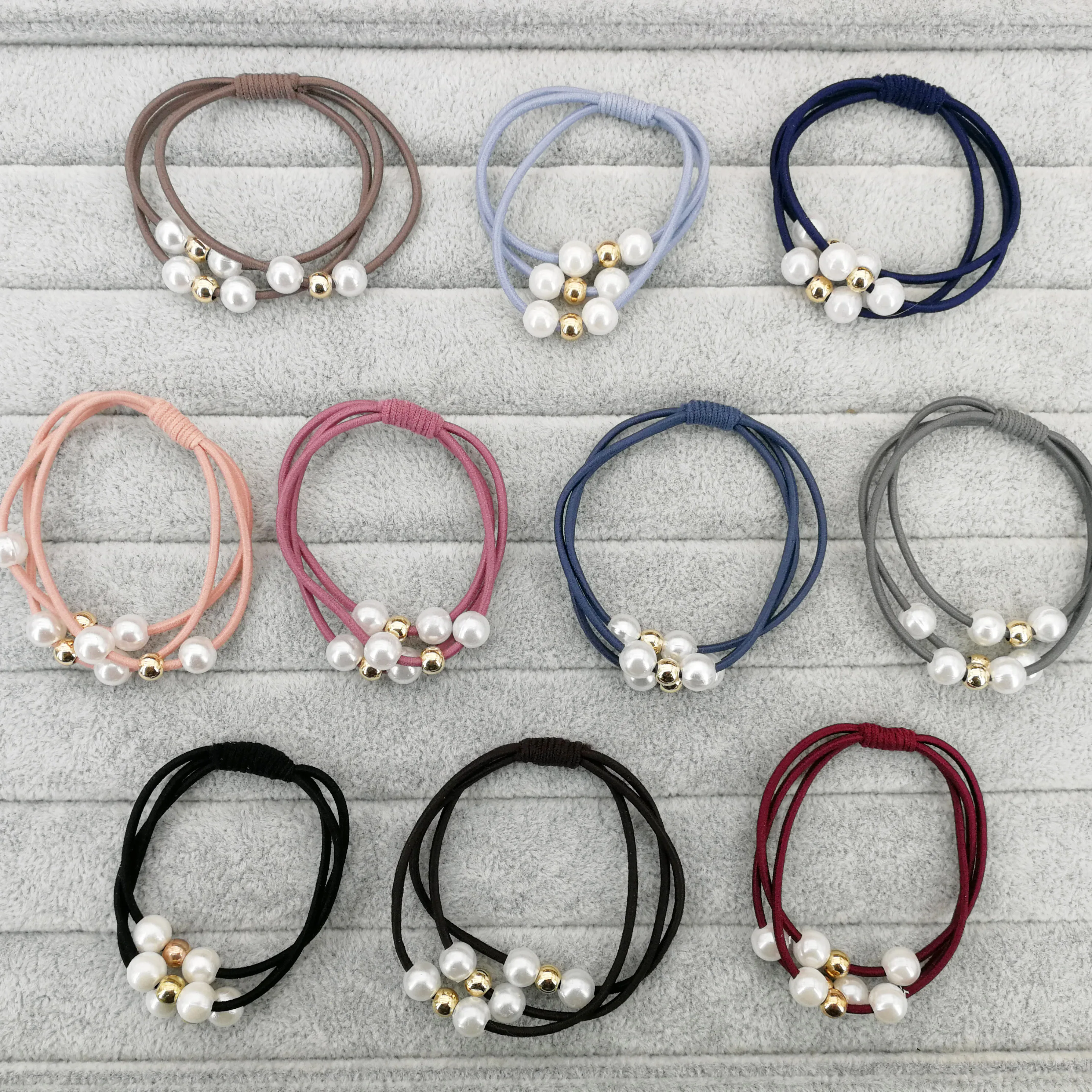 10 stücke Grundlegende Knoten Perlen Elastische Haar Bands Für Frauen Mädchen Solide Pferdeschwanz Halter Gummi Scrunchies Haar Zubehör Großhandel – Detail 6