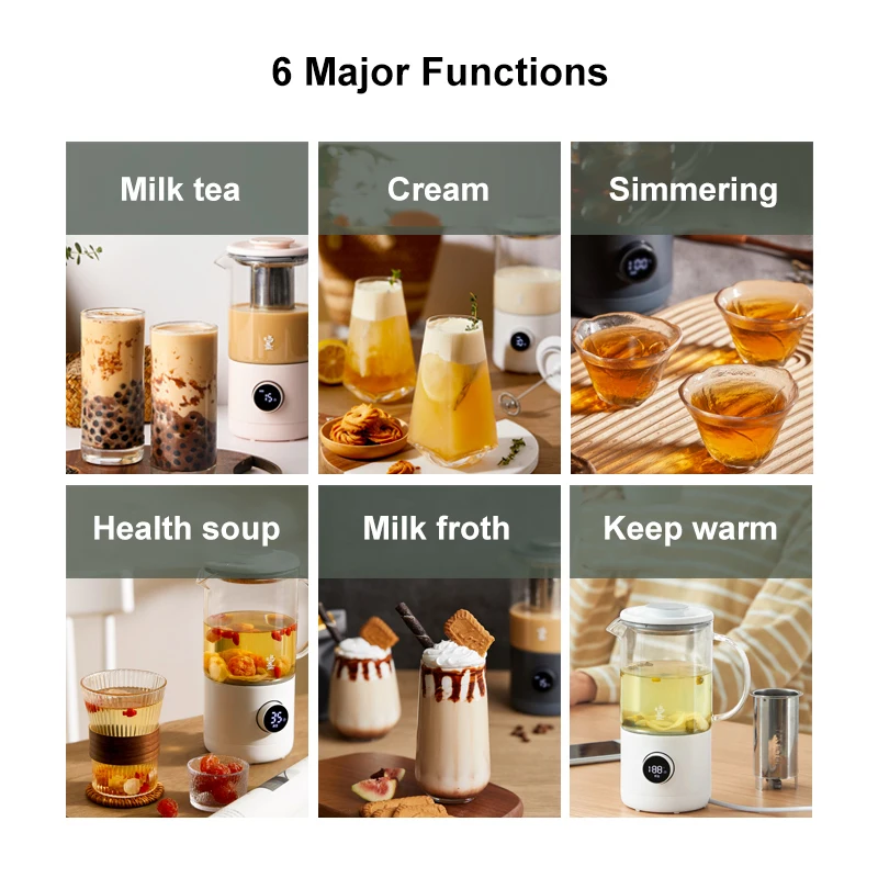 500ml Multictional Milk Tea Machine Portable Coffee Maker Automatic Milk Frother Home Health Pot Electric kettle Blender 220V