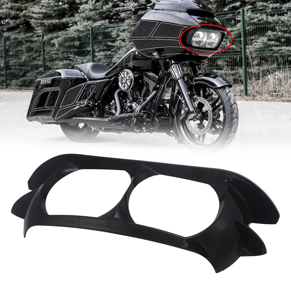 

Chrome Dual Headlight Fairing Trim Bezel Scowl Cover For Harley Touring Road Glide Special FLTRXS Road Glide FLTRX 2015-2019