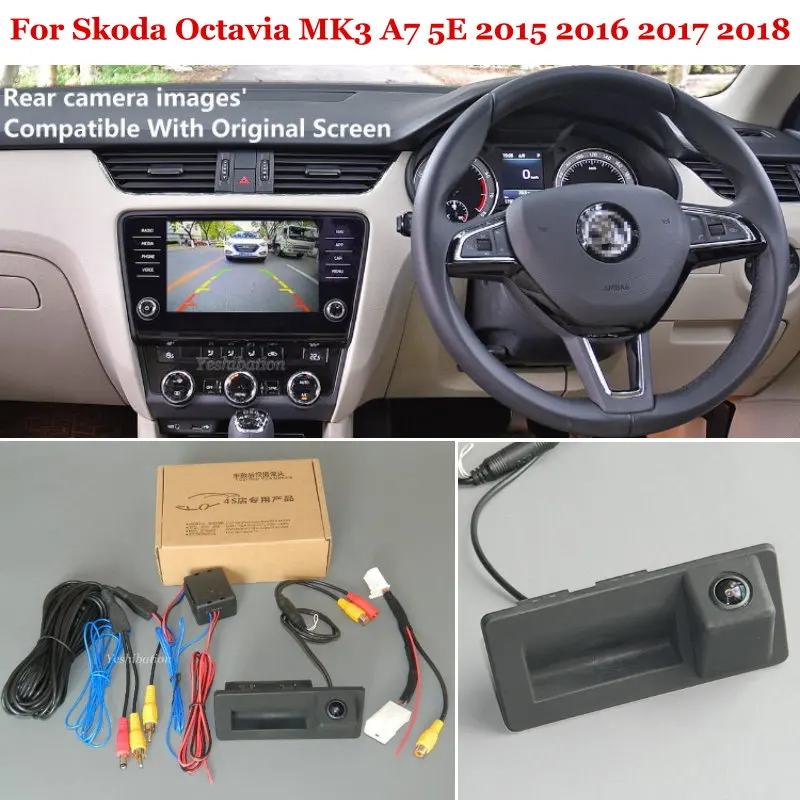 

Камера заднего вида для Skoda Octavia MK3 A7 5E 2015 2016 2017 2018, совместима с оригинальным заводским монитором