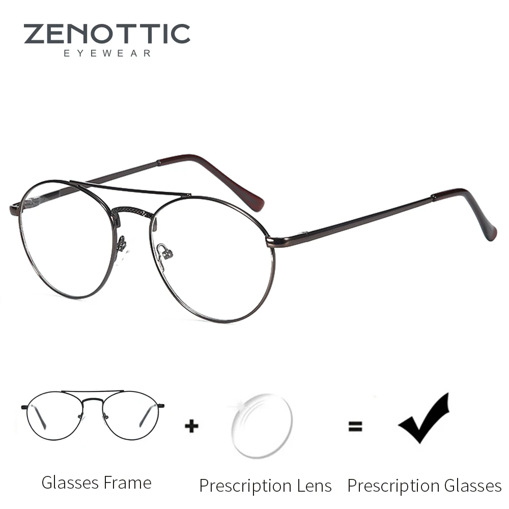 ZENOTTIC aluminiowe okulary korekcyjne mężczyźni Pilot krótkowzroczność oprawki do okularów okulary metalowe optyczne niebieskie światło okulary fotochromowe