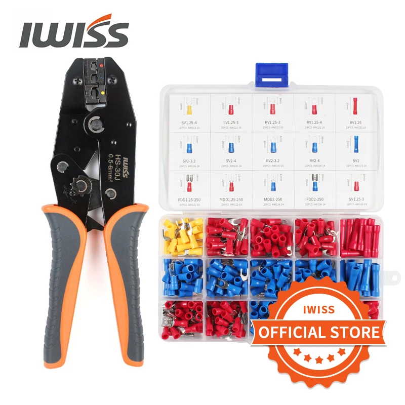 IWISS HS-30J Crimping Tools set wire Connector Crimping Pliers 280pcs Cable Lugs Assortment Kit Crimp Terminals Set