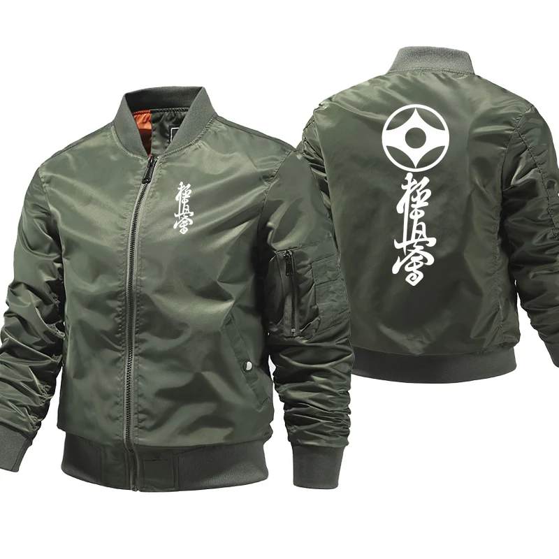 Kyokushin Karate Mens Bomber Jacket Military Motorcycle Jacket Flight Pilot Air Windbreaker Coat Thick Baseball Zipper Coats