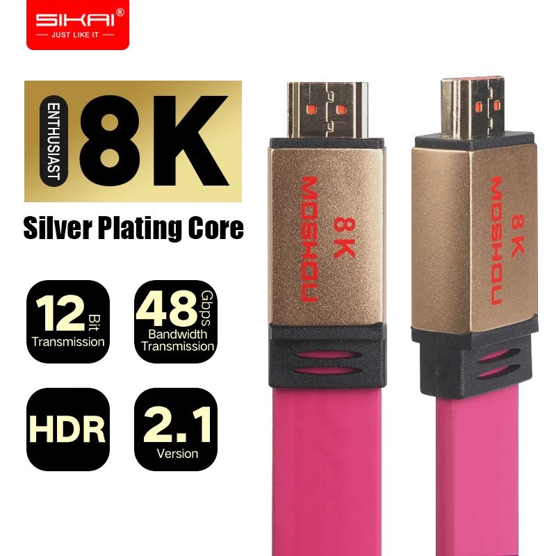 

High-Strength HDMI-compatible 2.1Cable Ultra-HD (UHD) 8K MOSHOU HDMI-compatible 2.1 Cable 48Gbs with Audio & Ethernet HDR 4:4:4