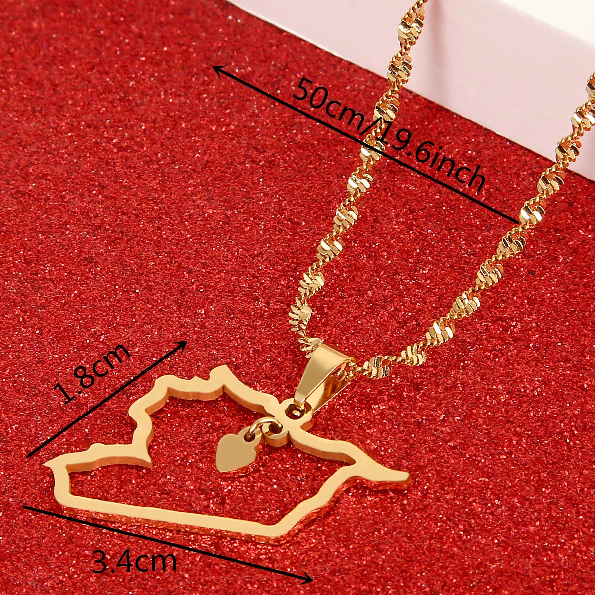 Stainless Steel Syria Map Pendant Necklaces Heart Charms Syrians Middle East Jewelry