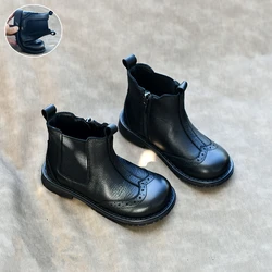 Stivali per bambini autunno primavera stivali da equitazione per ragazzi in vera pelle stivali corti per ragazze scarpe per bambini in morbida pelle bovina taglia 23-36