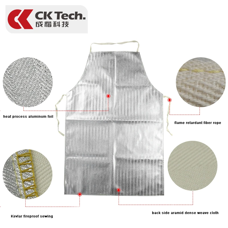 Ck tech. resistente ao calor 1000 graus avental aluminizado, folha de alumínio, trabalho de alta temperatura, resistência térmica, radiação