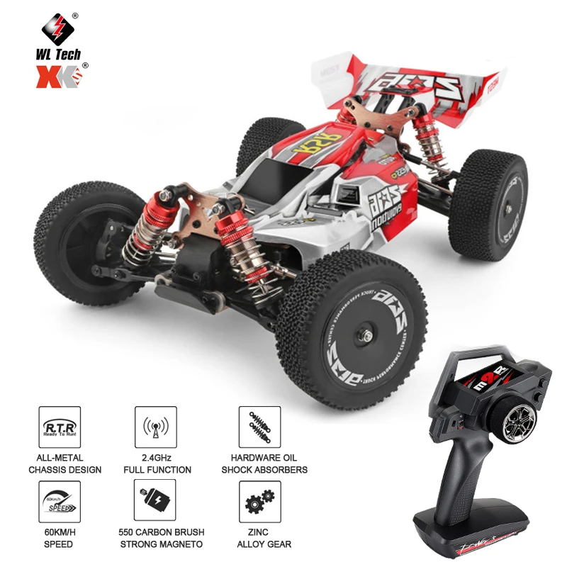 RC Car 144001 1/14 2.4G Racing Remote Control Car Competition 60 km/h Metal Chassis 4WD Electric WLtoys 1:14 RC Formula Car Toys