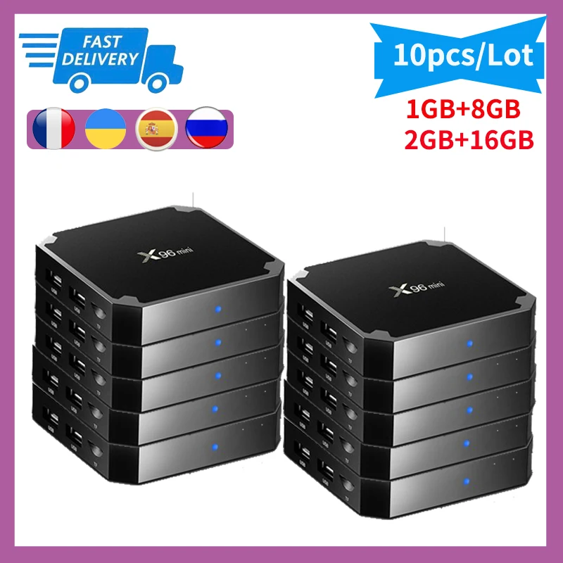 10pcs X96 mini Android 9.0 Smart TV Box Amlogic S905W 1GB 8GB 2.4G WiFi HDR10 4K Media Player 3D Set Top Box X96MINI tvbox