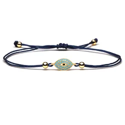 AAA Cubic Zirconia Greek Copper Evil Eye Charm Bracelet Women Girl CZ Blue Red String Luck Protect Creative Luxury Jewelry Gift