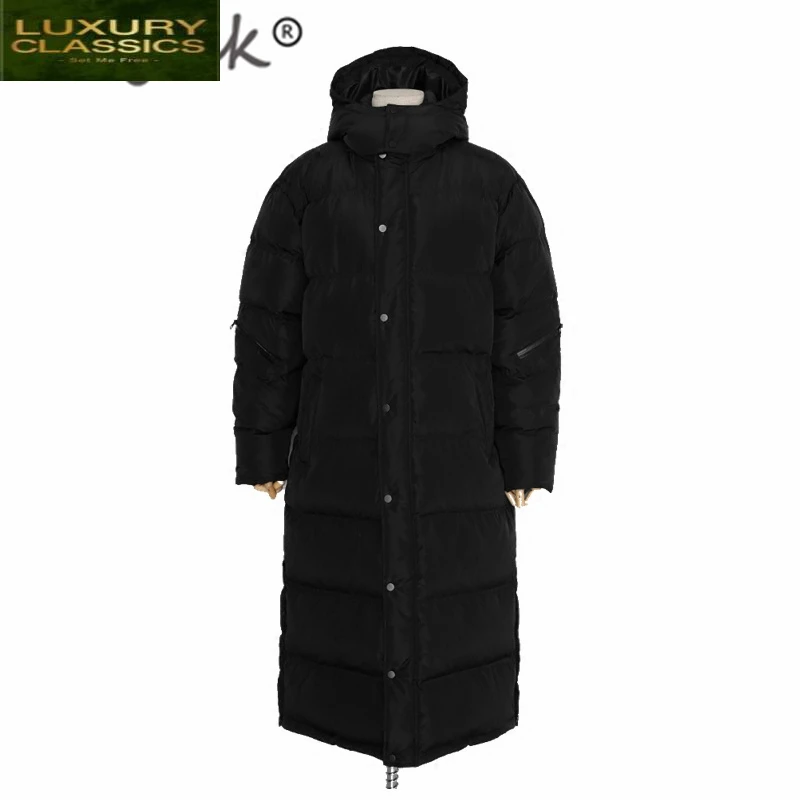 Jacket Long Men\'s Down Warm Thick 90% White Duck Down Winter Jackets Coats Hooded Black Jaqueta Masculina Inverno 98004