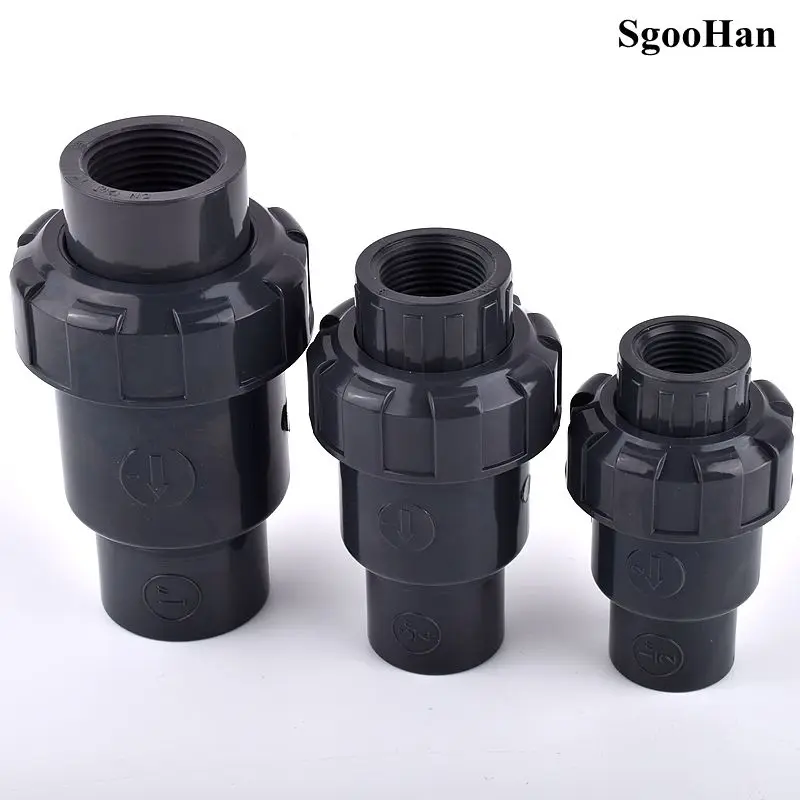 UPVC 1/2~2  Inch Single Female Thread Check Valve One Way Non-Return Ball Valve  Aquarium Fish Tank  Garden Irrigation Adapter