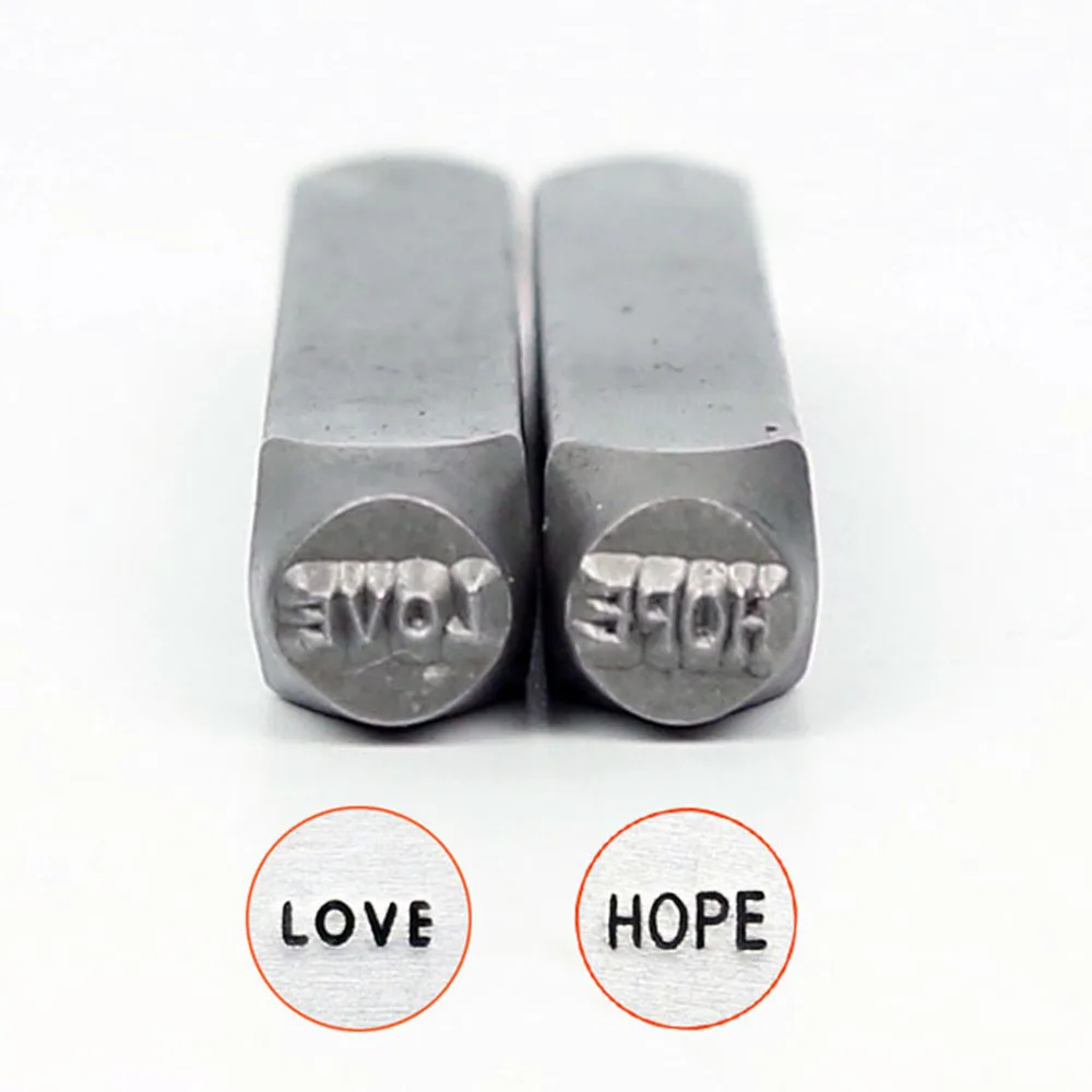 

Штамп с надписью LOVE HOPE, RCIDOS DIY браслет/символы ювелирных изделий стальной штамп, 6 мм