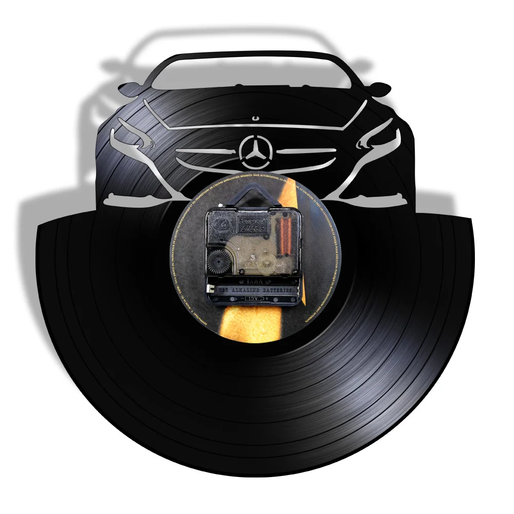 Car Automotive Wall Clock Made Of Real Vinyl Record Retro Classic Car Living Room Interior Decor Vintage Album Laser Cut Clock