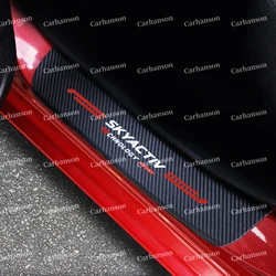 For Mazda 2 3 6 CX30 CX5 CX8 CX3 CX9 Auto Door Sill Pedal Carbon Fibre Texture Accessories Leather PU Styling Car Sticker Trim