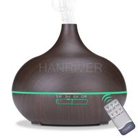 550ml Aromatherapy Essential Oil Diffuser Wood Grain Remote Control Ultrasonic Air Humidifier Cool Mister with 7 Color LED Light