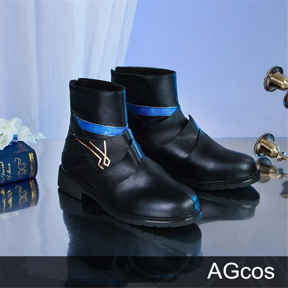 

AGCOS Game Genshin Impact Dainsleif Cosplay Shoes Winter Black Boots Cosplay Shoes