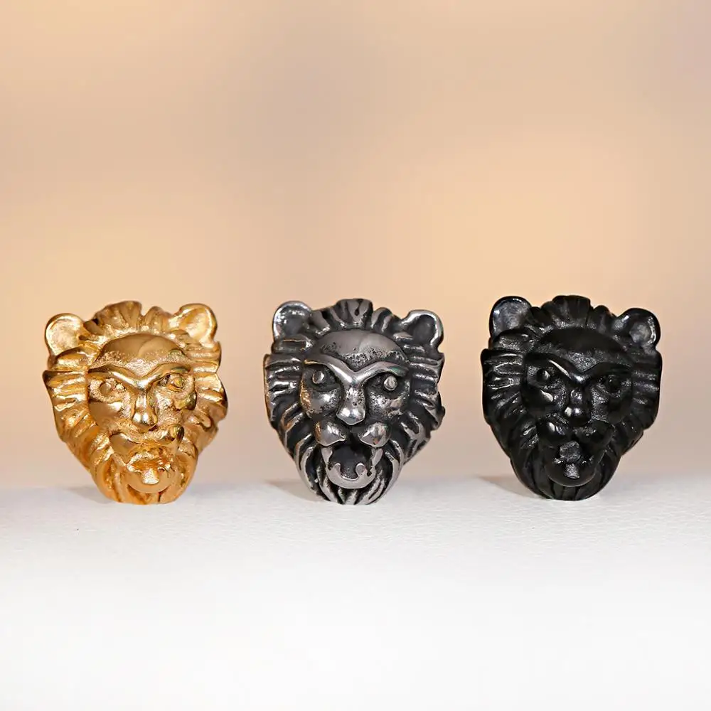 Animal Lion Head Beads For Bracelets Four Color DIY Stainless Steel Bead Spacer Making Charms For Jewelry Accessories Anklet