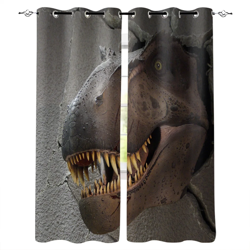 

Dinosaur Crack Tyrannosaurus Room Curtains Large Window Window Curtains Curtain Rod Fabric Indoor Decor Kids Window Treatment