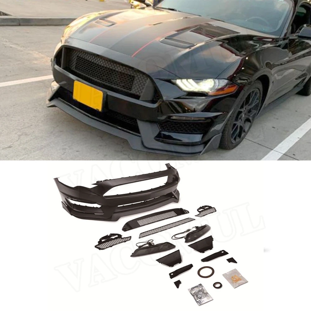 

PP Fins Front Bumper Lip Car Front Bumper Lower Grill Grille Cover For Ford Mustang 2018 - 2020 GT350 Style Body Kits