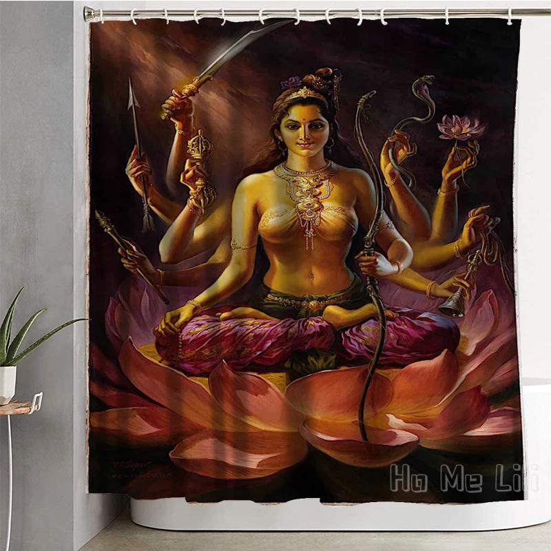 Hindu God Decoration Waterproof Fabric Shower Curtain Bathroom Accessories